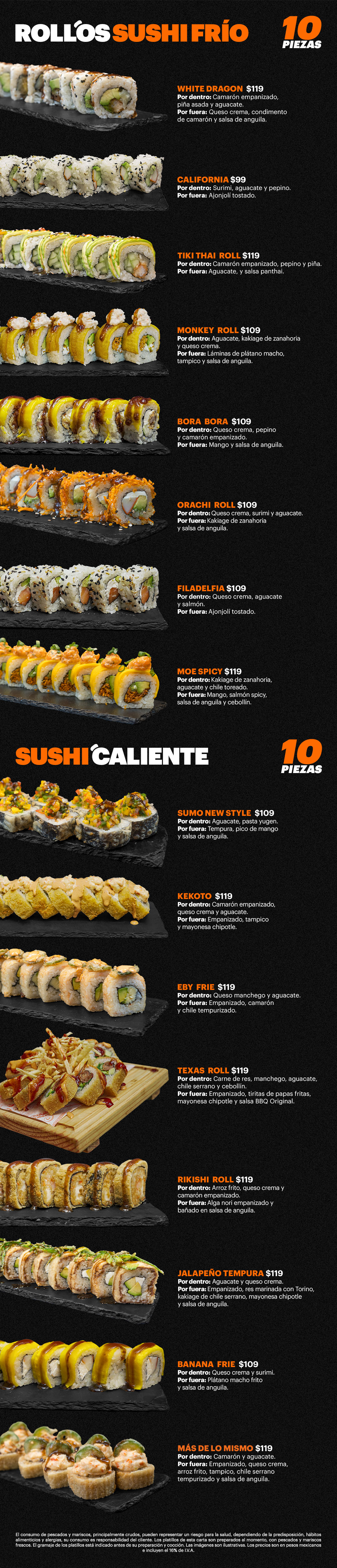 menu sushi a la carta sumo